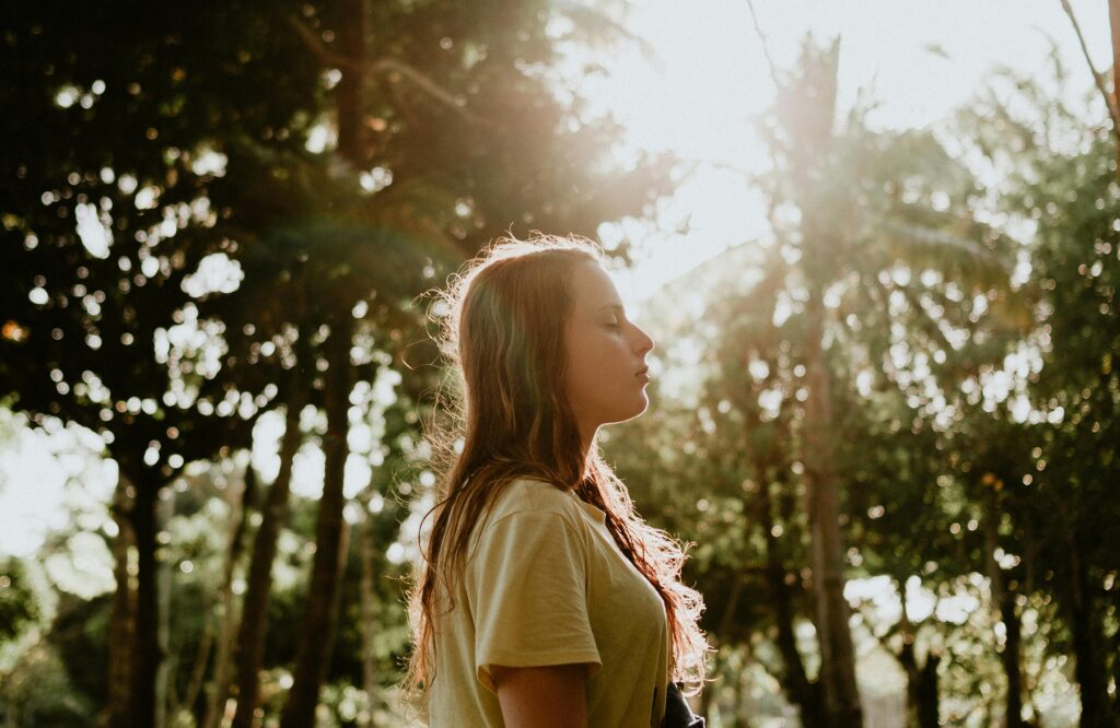 Woman with eyes closed looking toward the sub - how she feels after saying "no"